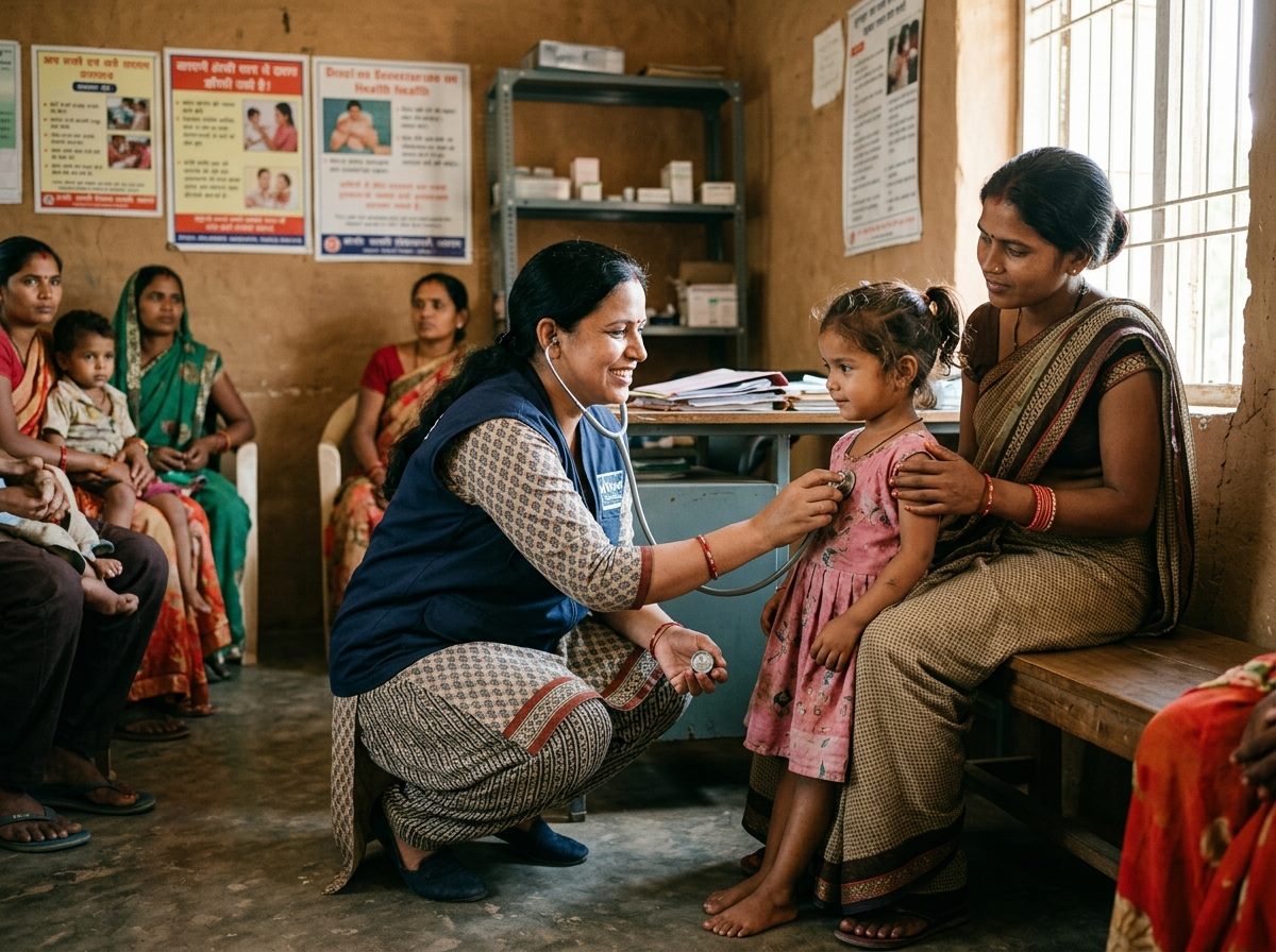 Healthcare worker and child